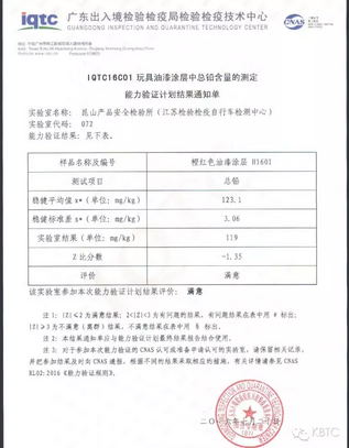 “玩具油漆涂层中总铅含量的测定”能力验证获得满意结果
