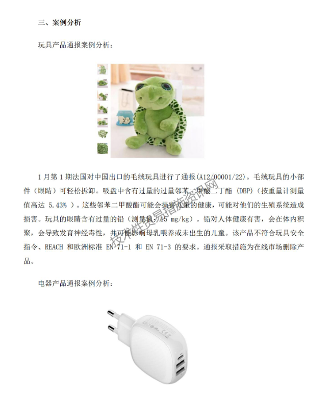 2022年1月欧盟Safety Gate通报中国产品情况分析