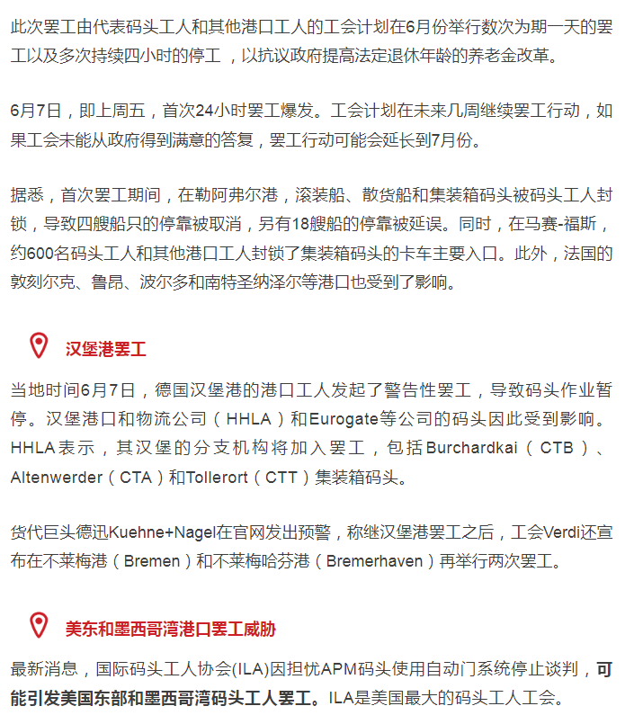 全球港口风险预警，近期出货务必注意延误
